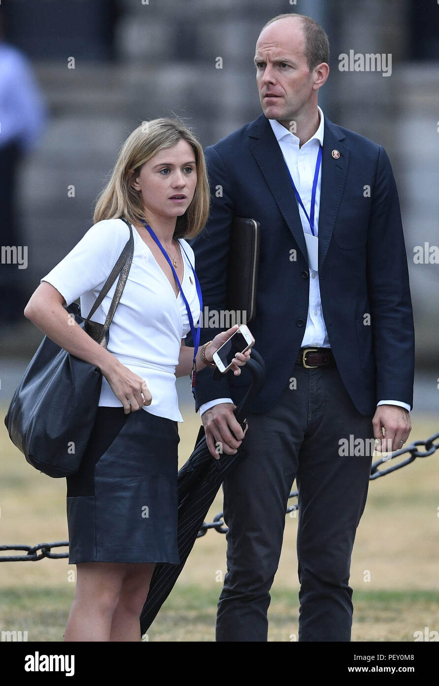 11/08/2018. Dublin, Ireland. Kensington Palace Staff. 11/08/2018. Dublin,  Ireland. Kensington Palace Staff. Prince Harry's private secretary, Edward  Lane Fox and Prince HarryÕs Projects Manager Clara Madden, join The Duke of  Sussex, Prince