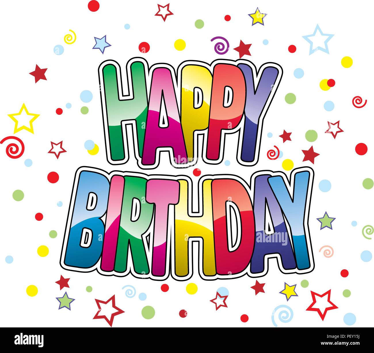vector happy birthday greeting card. colorful text banner isolated on ...
