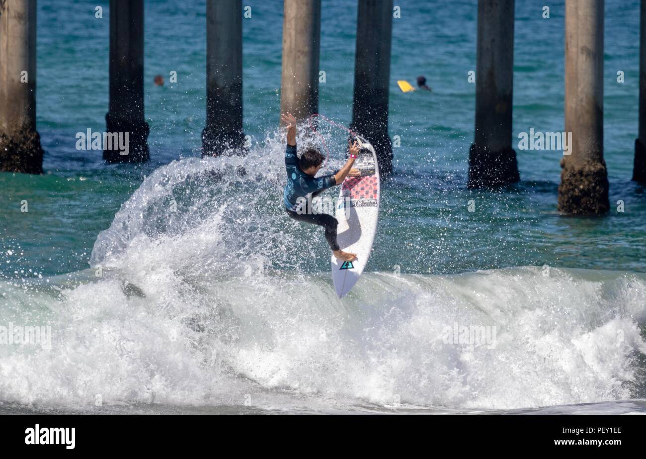 Cam Richards competing in the US Open of Surfing 2018 Stock Photo