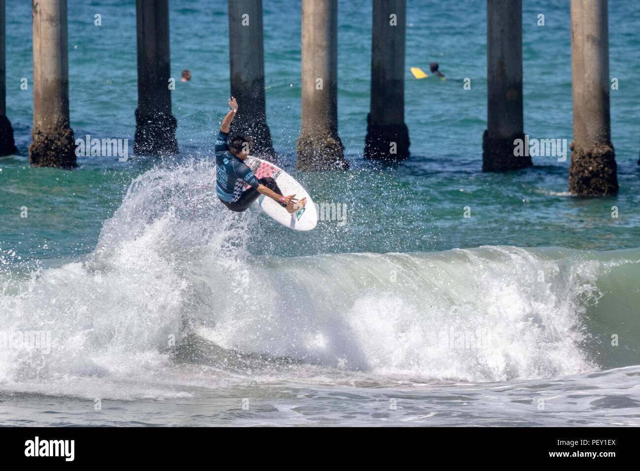 Cam Richards competing in the US Open of Surfing 2018 Stock Photo