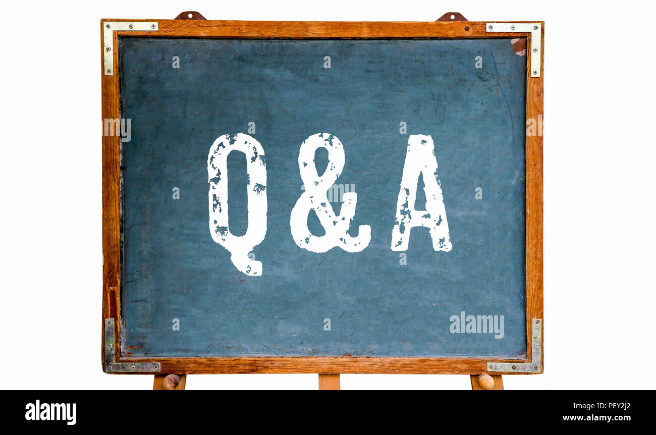 Q&A, acronym for “Questions and Answers” white text written on a blue