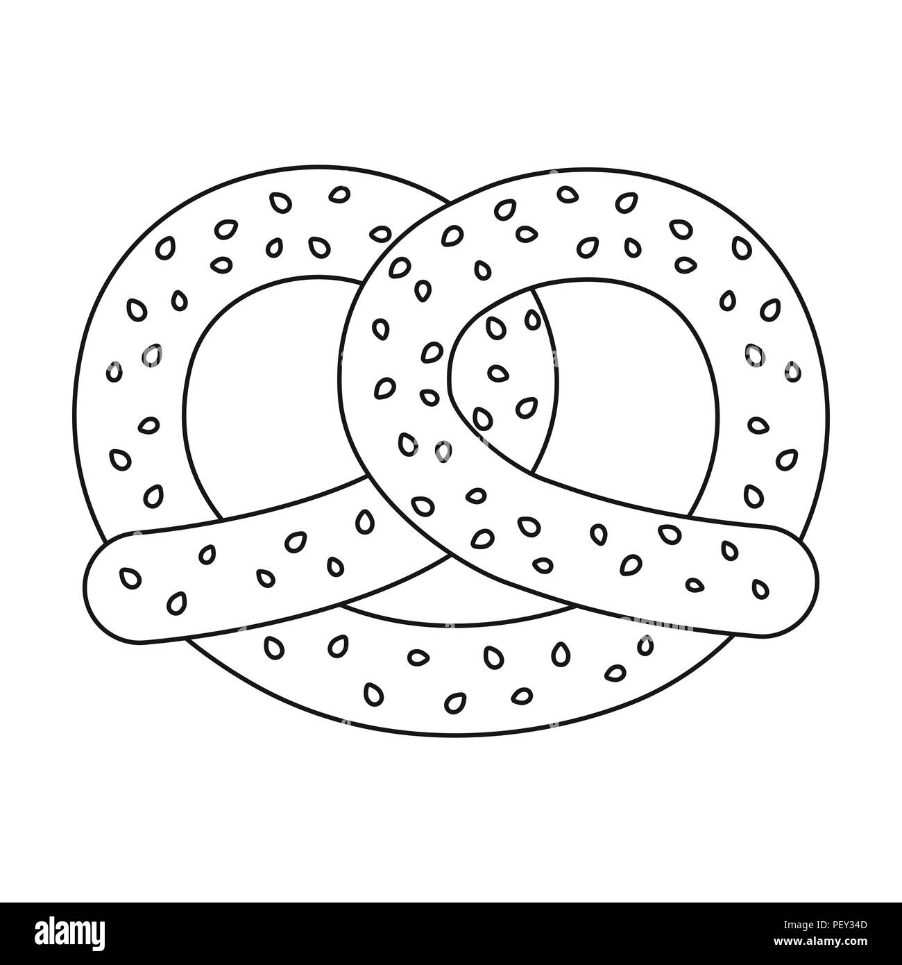 Pretzel icon in outline style isolated on white background. Oktoberfest ...