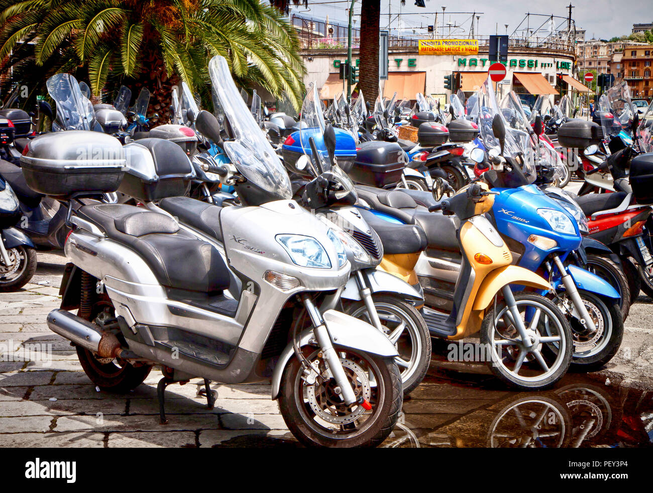 GENOVA, ITALY - huge open air motorcycle parking in a popular quarter of  Genoa, Italy. A scooter, usually a Vespa, is the best way to drive in town  Stock Photo - Alamy
