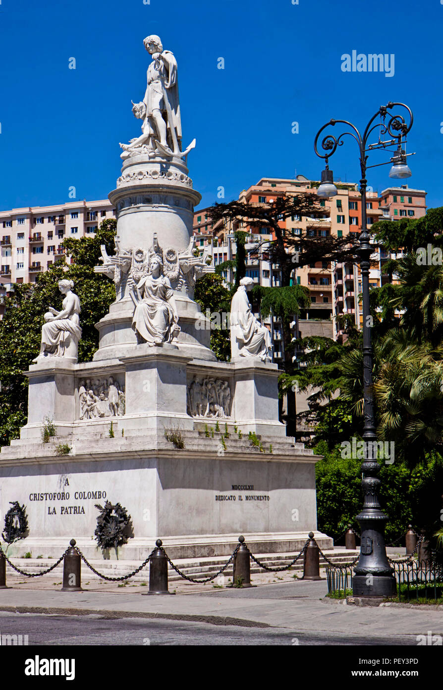 Genoa, Italy monument to Christopher Columbus in Piazza Acquaverde