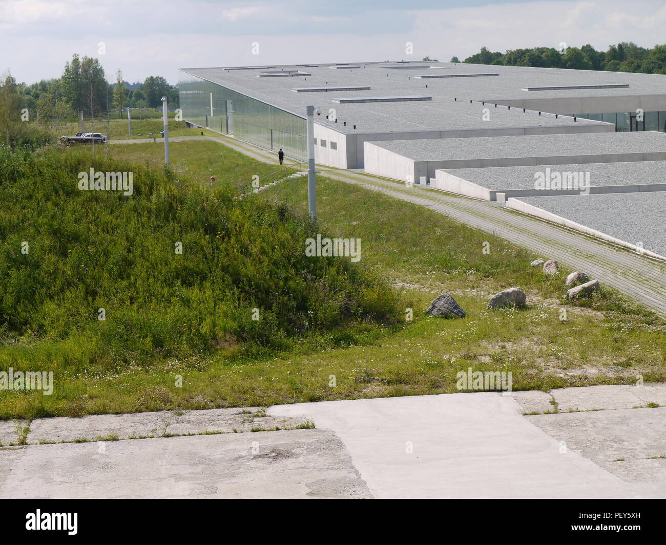 Main building of Estonian National Museum in Tartu (Estonia) was buid on a former soviet military airfield Stock Photo