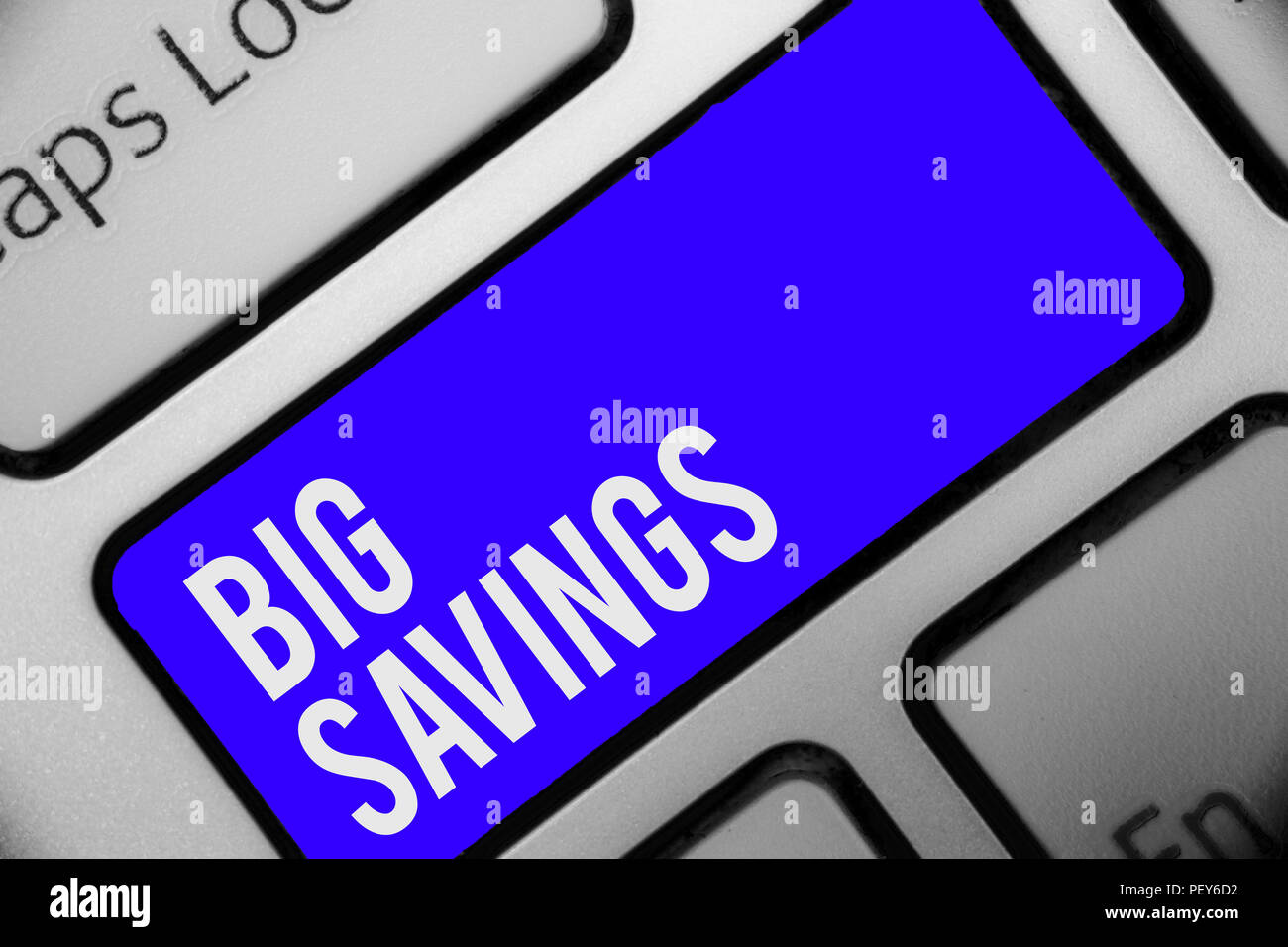 Writing note showing Big Savings. Business photo showcasing income not ...