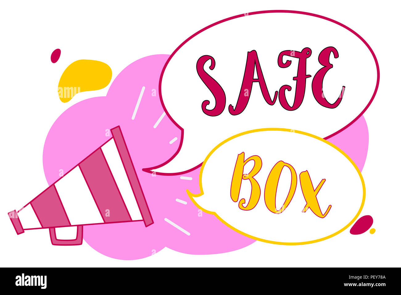 Word writing text Safe Box. Business concept for A small structure where you can keep important or valuable things Megaphone loudspeaker speech bubble Stock Photo