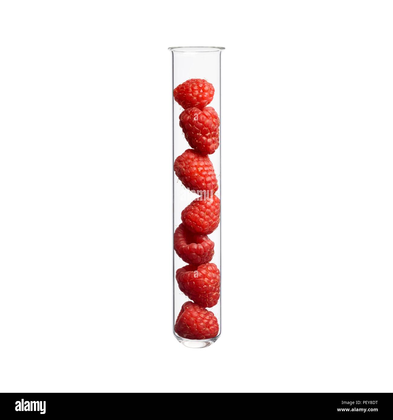 Raspberries in test tube, studio shot Stock Photo - Alamy