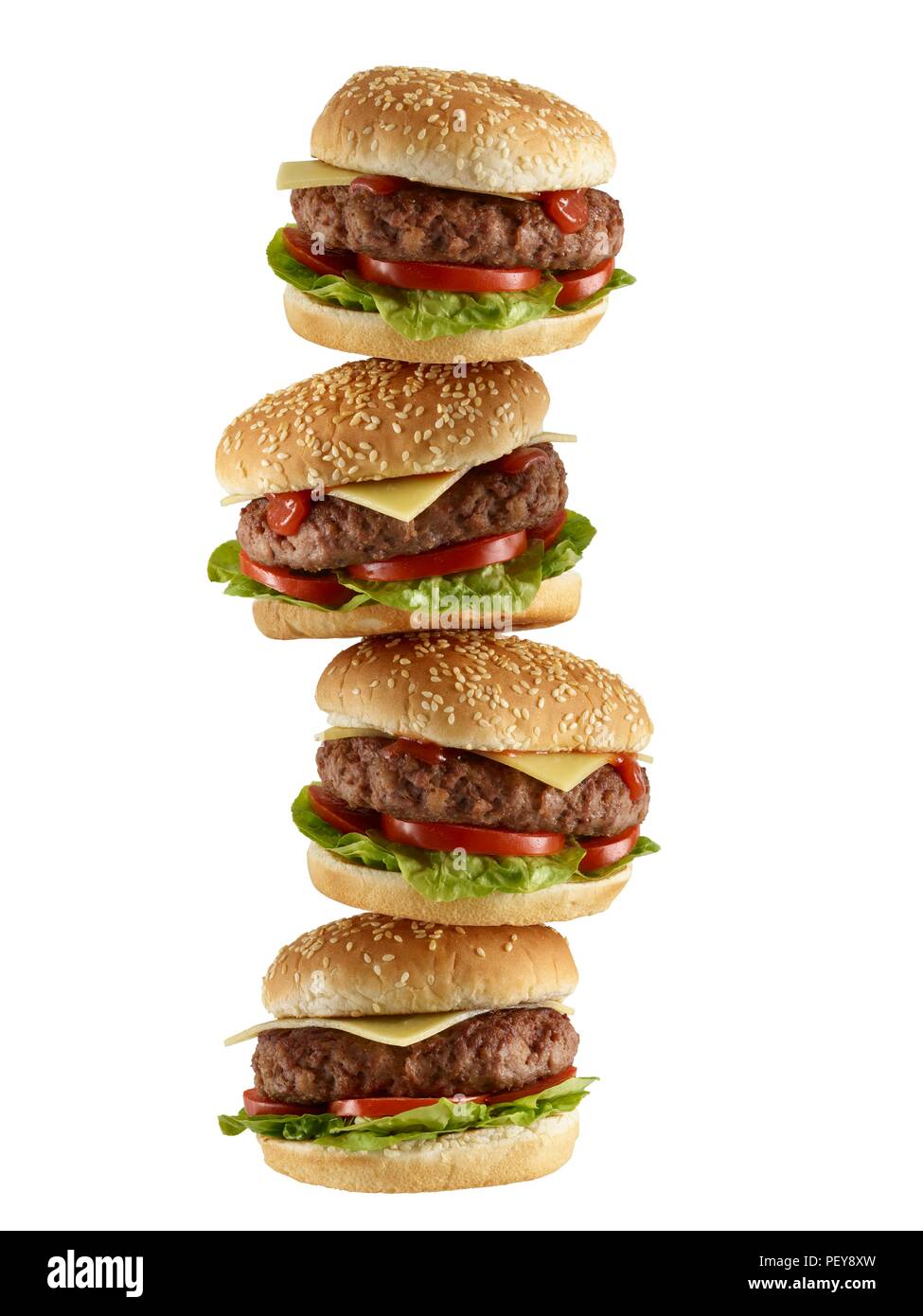 Stack of hamburgers. Stock Photo