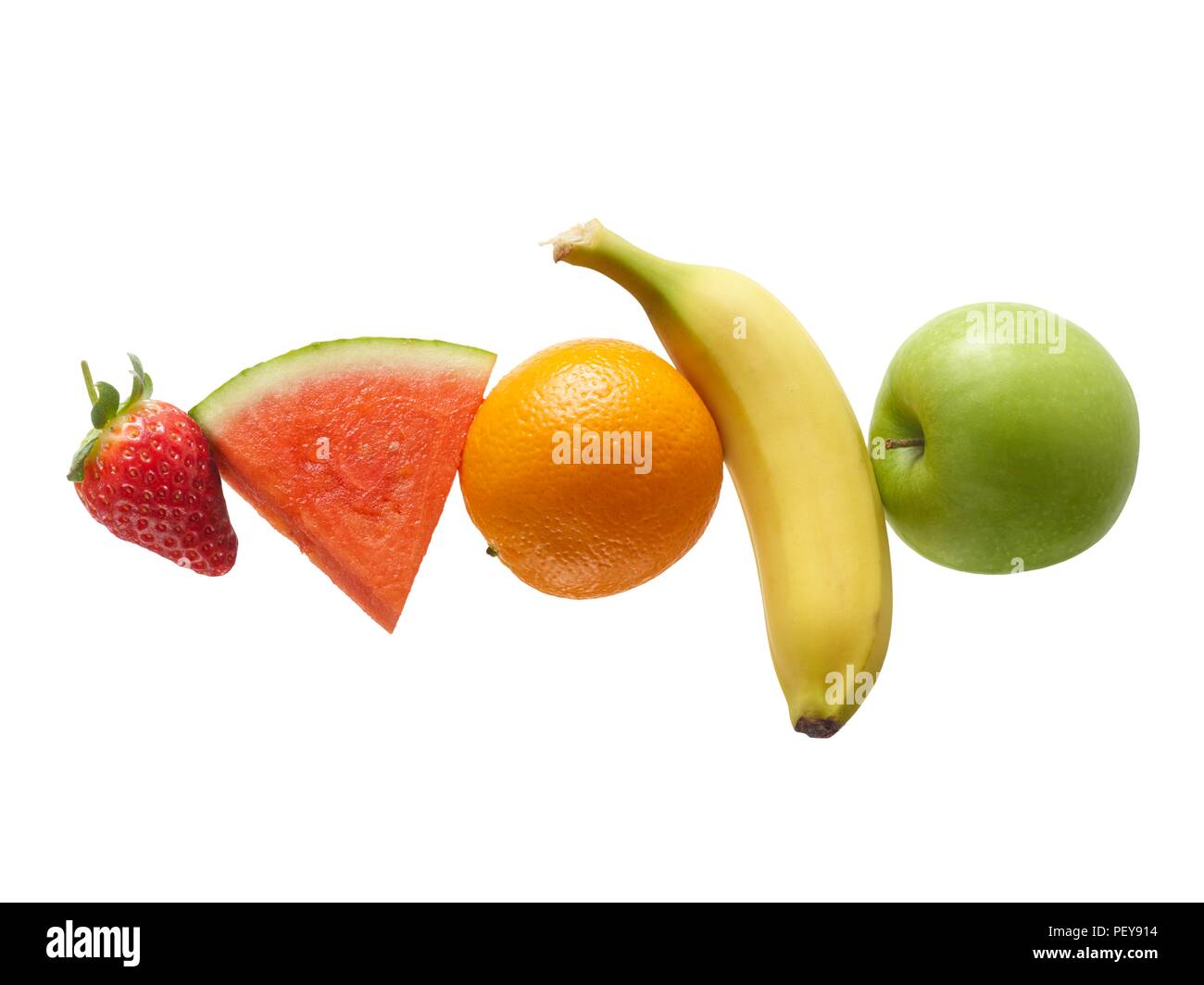 Fresh fruit in a row. Stock Photo