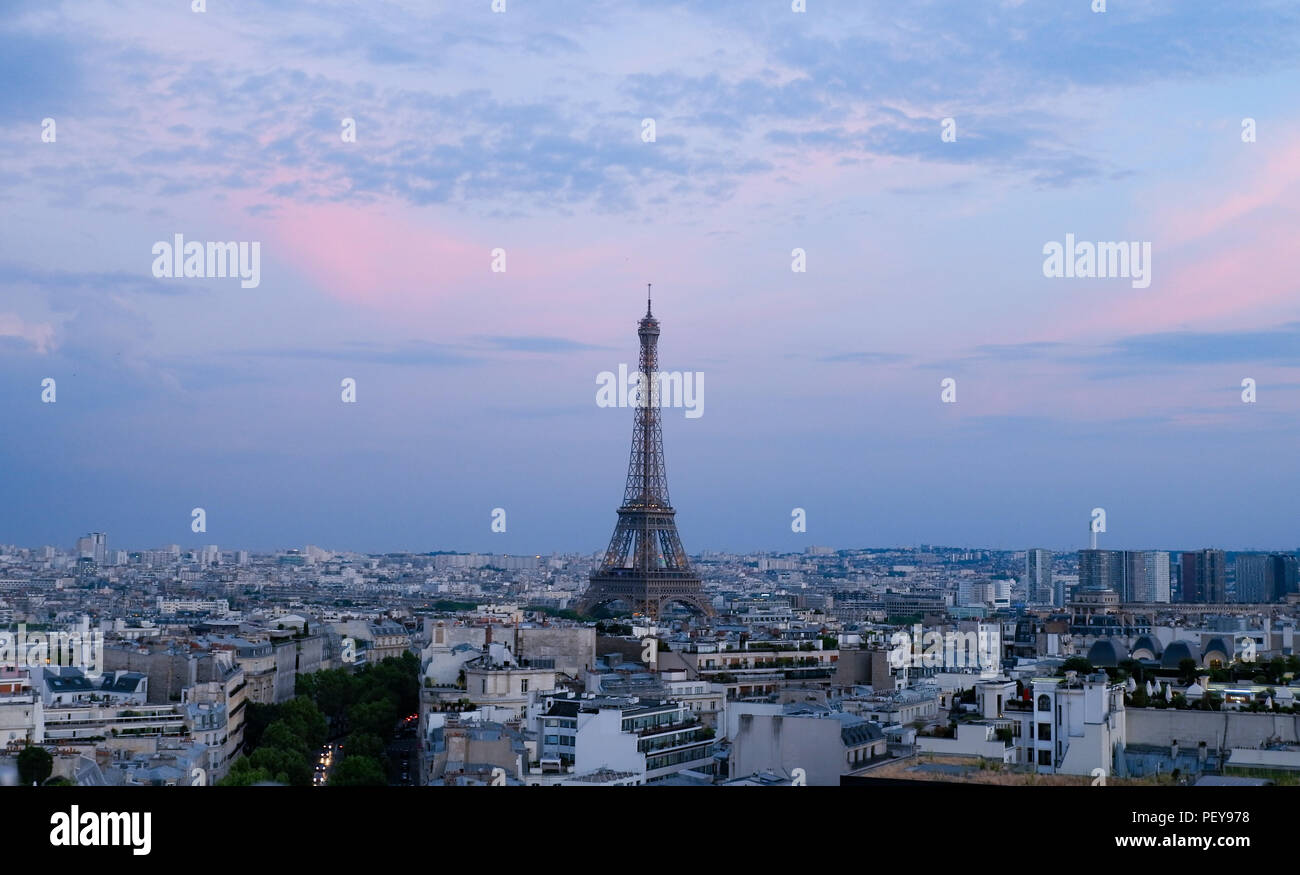 Eiffel Tower at sunset Stock Photo
