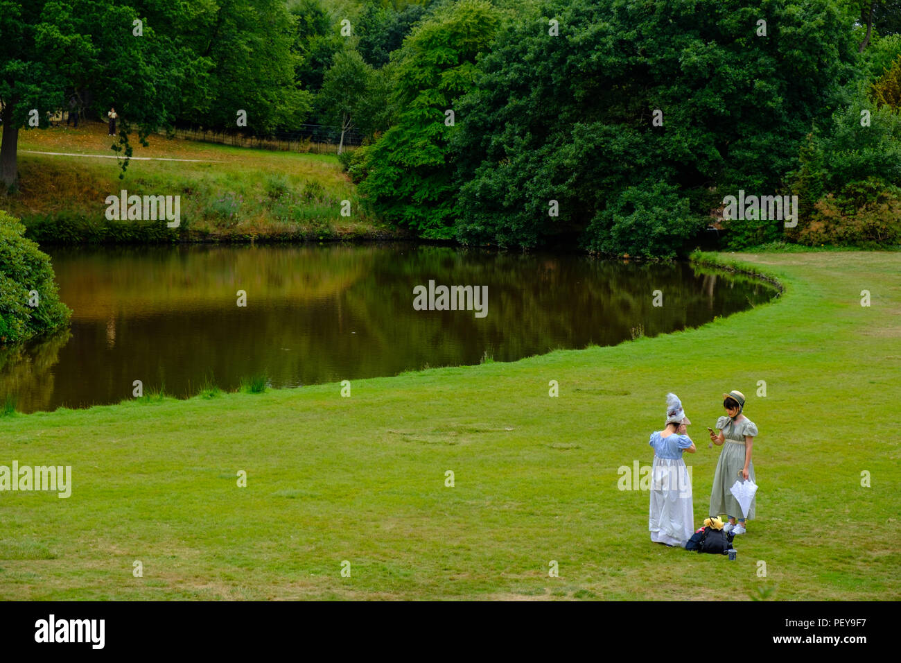 Stockport, United Kingdom July 24, 2018 Two girls in Edwardian