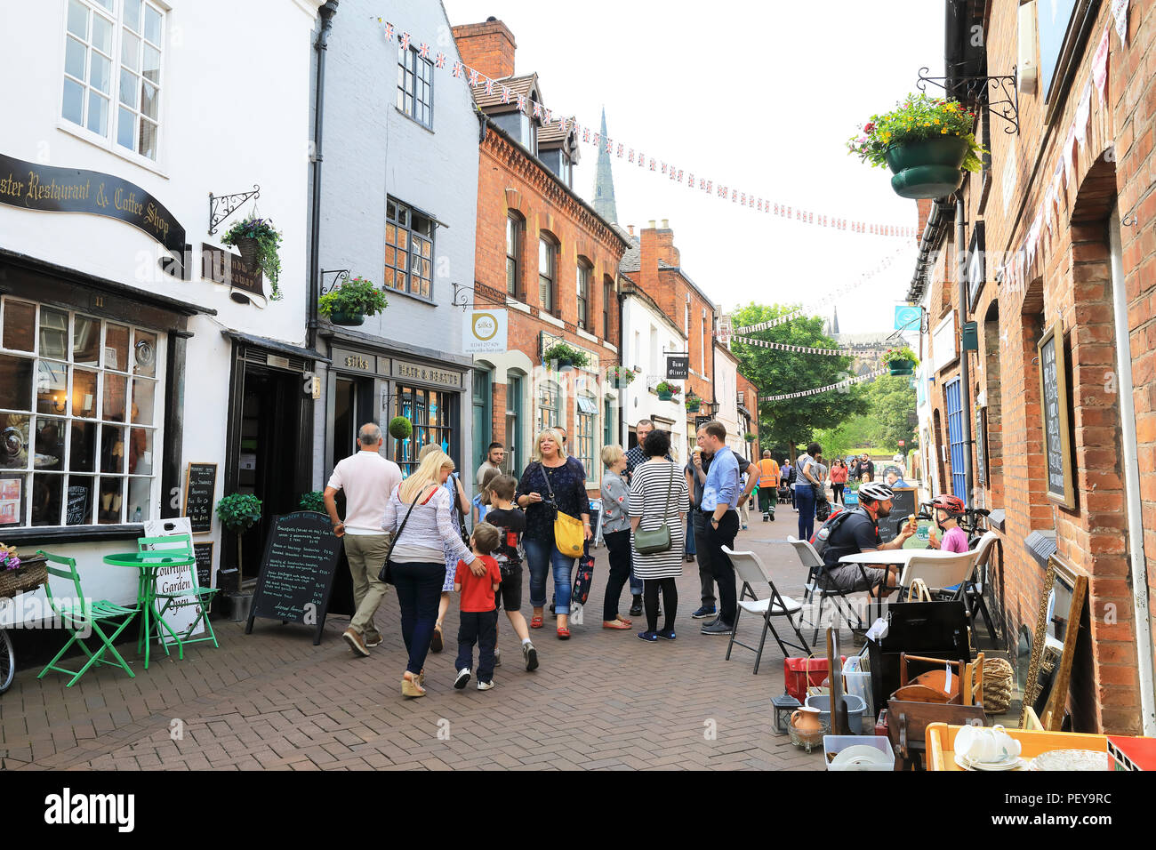 Pretty Dam Street, leading up to the Cathedral, in Lichfield