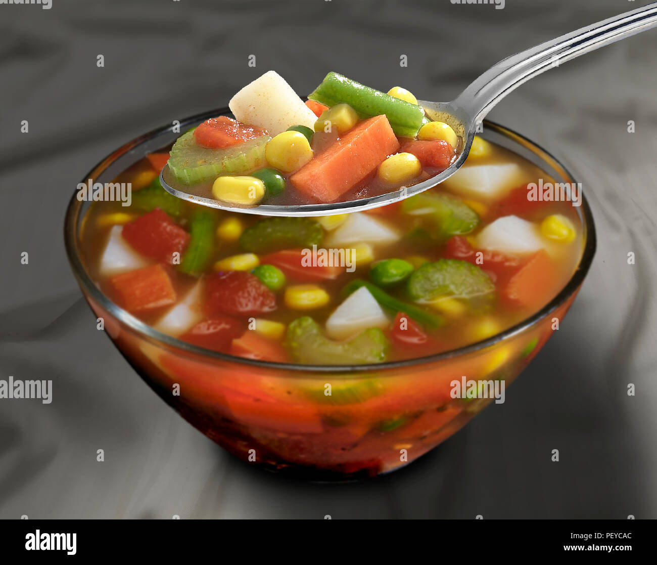vegetable soup in a glass bowl Stock Photo Alamy