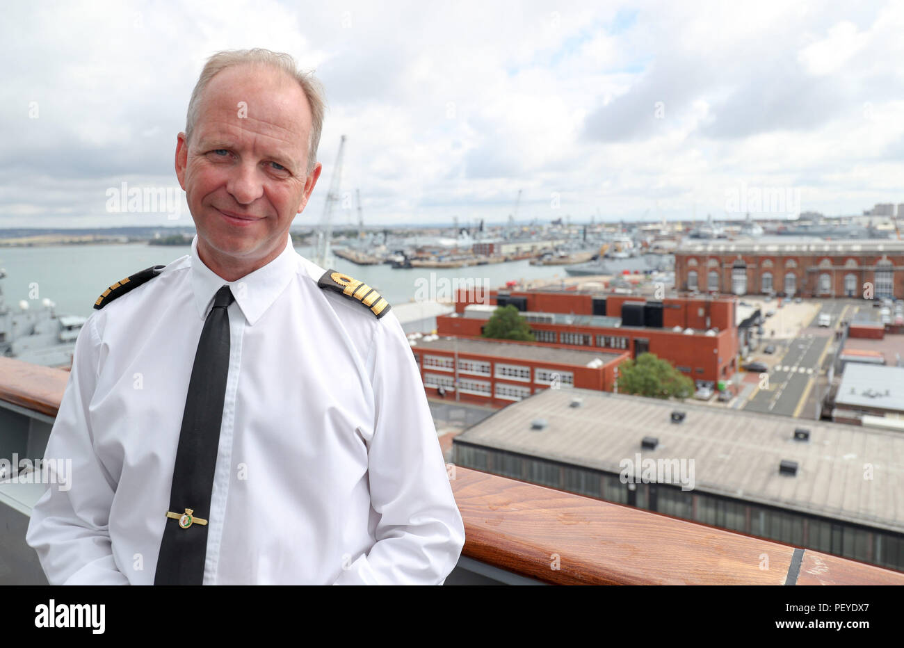 Commanding officer of HMS Queen Elizabeth, Captain Jerry Kyd, on board