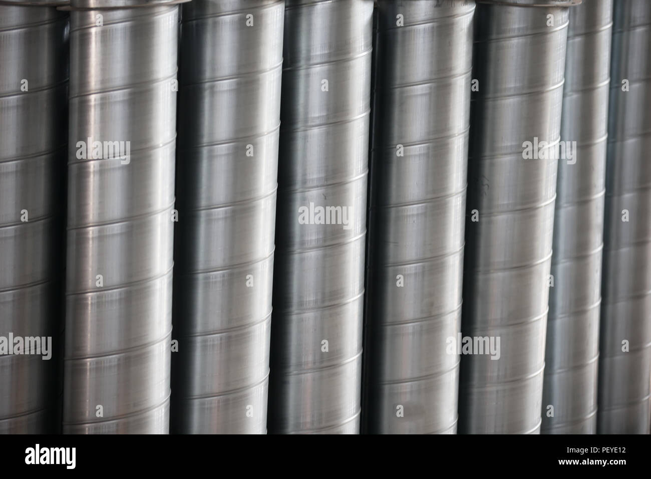 A number of metal ventilation pipes Stock Photo