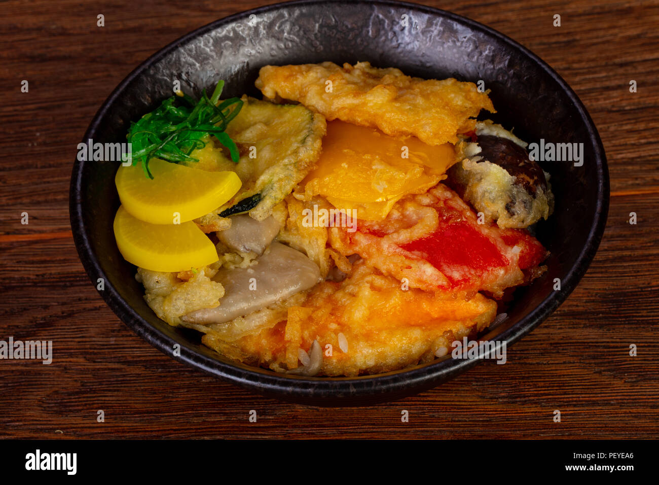 Vegan vegetable tempura with chukka Stock Photo