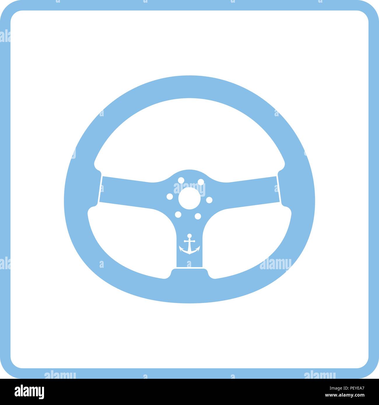 Icon of  steering wheel . Blue frame design. Vector illustration. Stock Vector