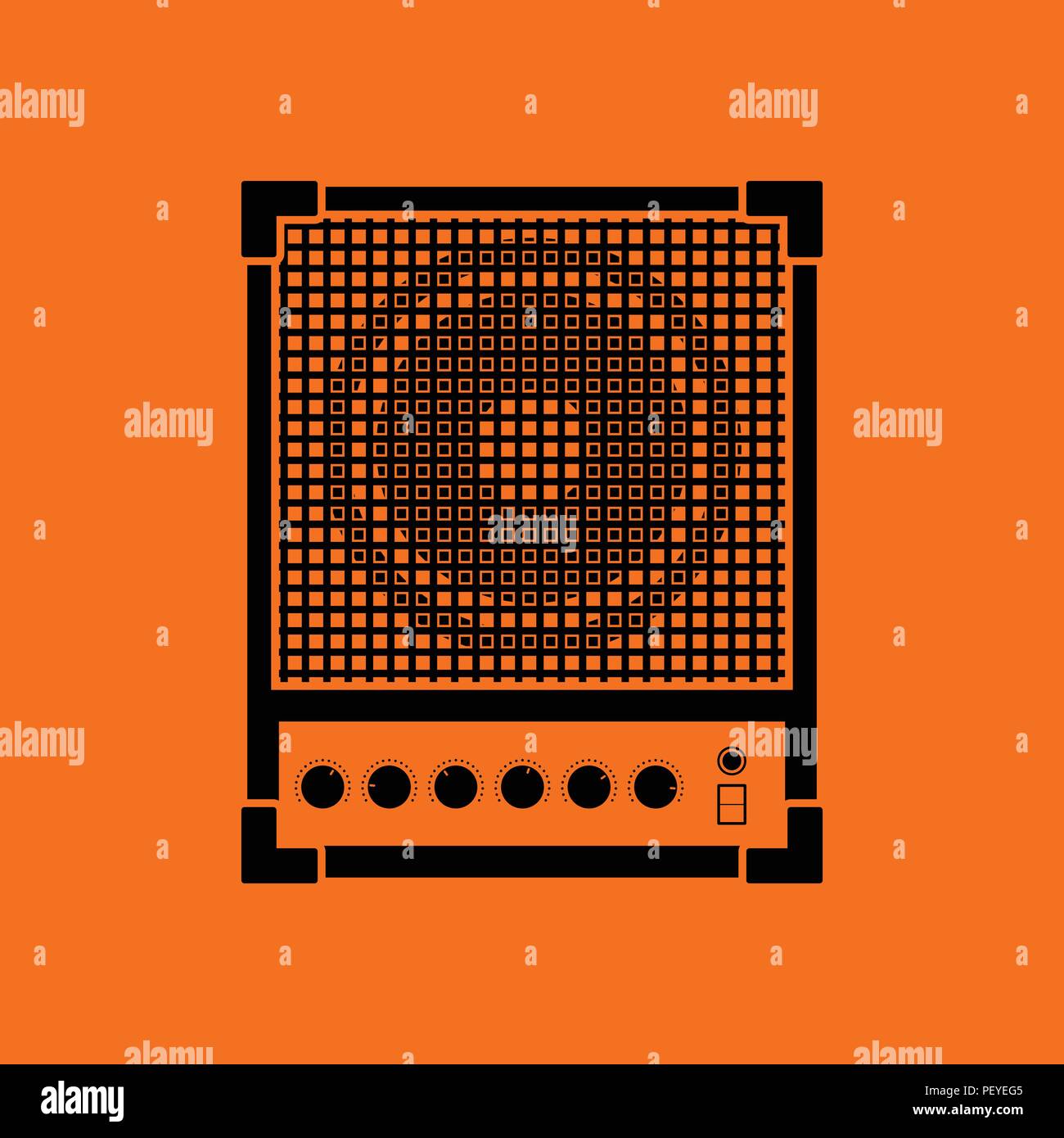 Audio monitor icon. Orange background with black. Vector illustration ...