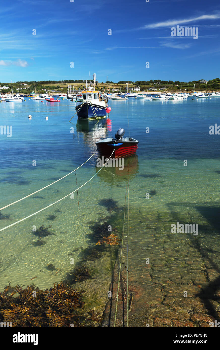St Mary's Harbour, Hugh Town, St Mary's, Isles of Scilly, UK Stock Photo