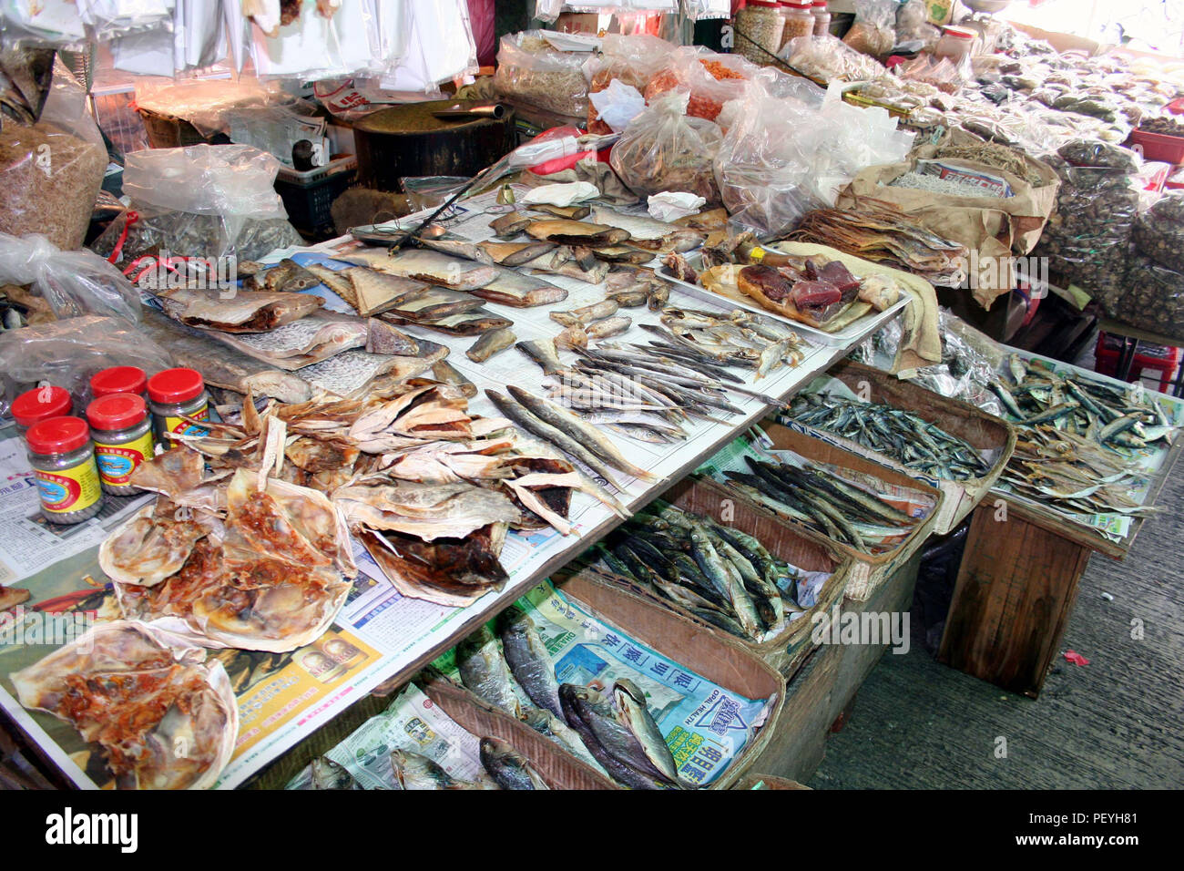 Local Dried Fish and Meat Market stall, Hong Kong Island, Hong Kong