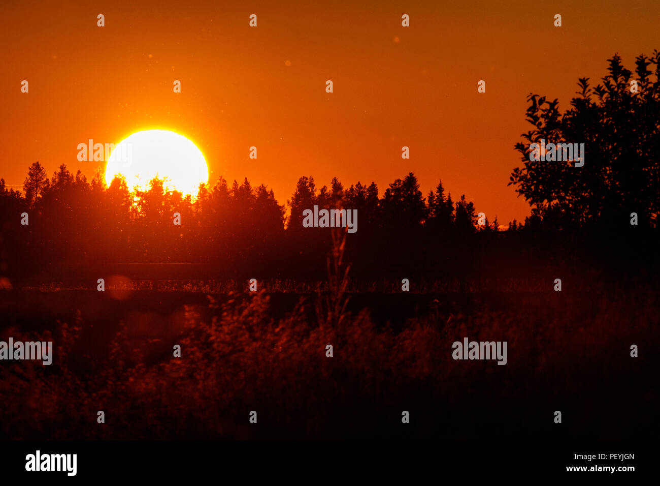 Sunrise over field red white hi-res stock photography and images - Alamy