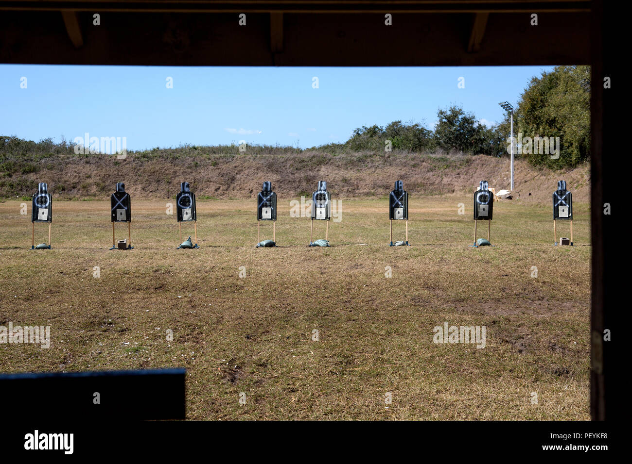 Paper targets are displayed on a small arms range at MacDill Air Force ...
