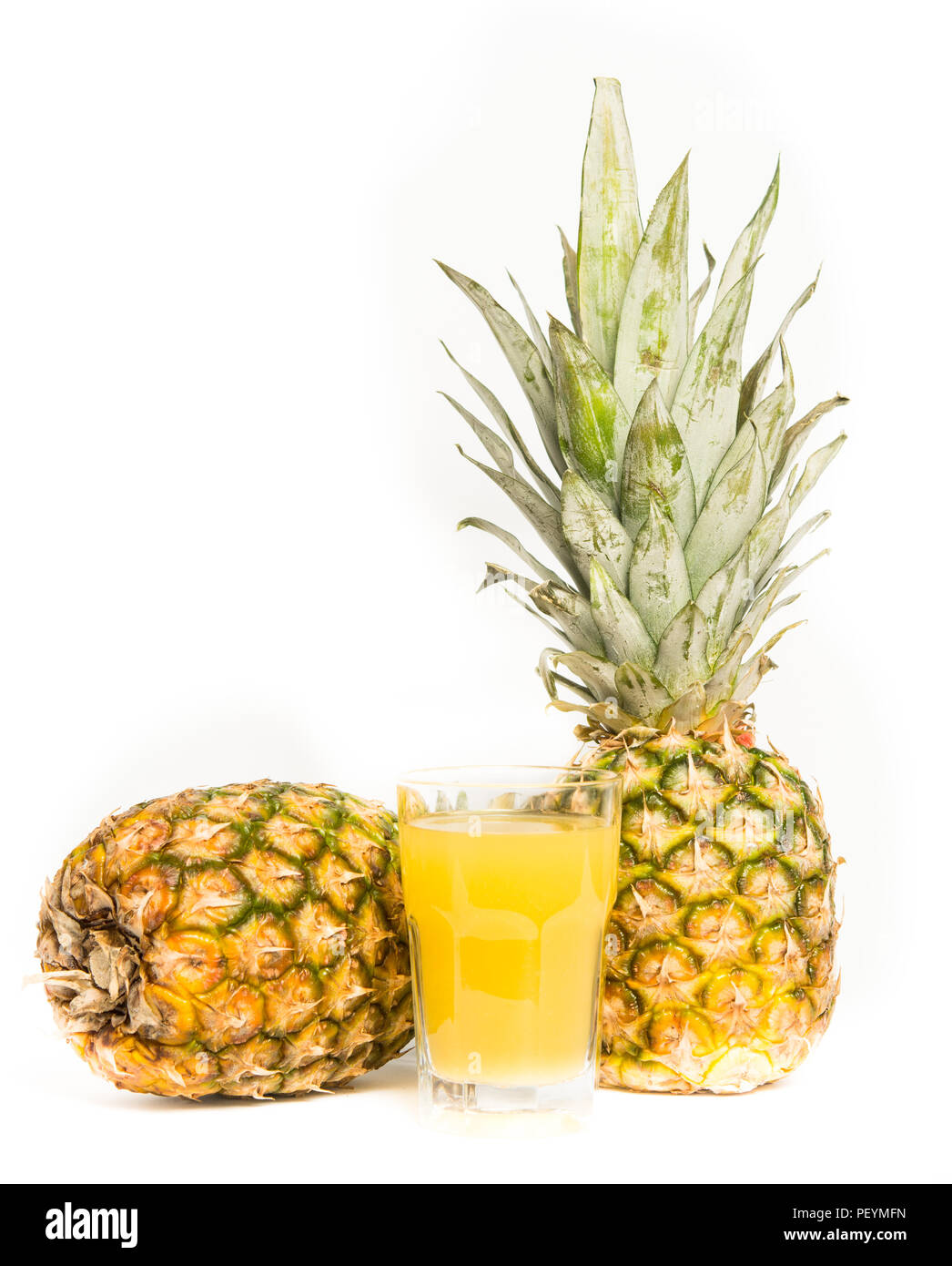 Pineapple juice on white background Stock Photo
