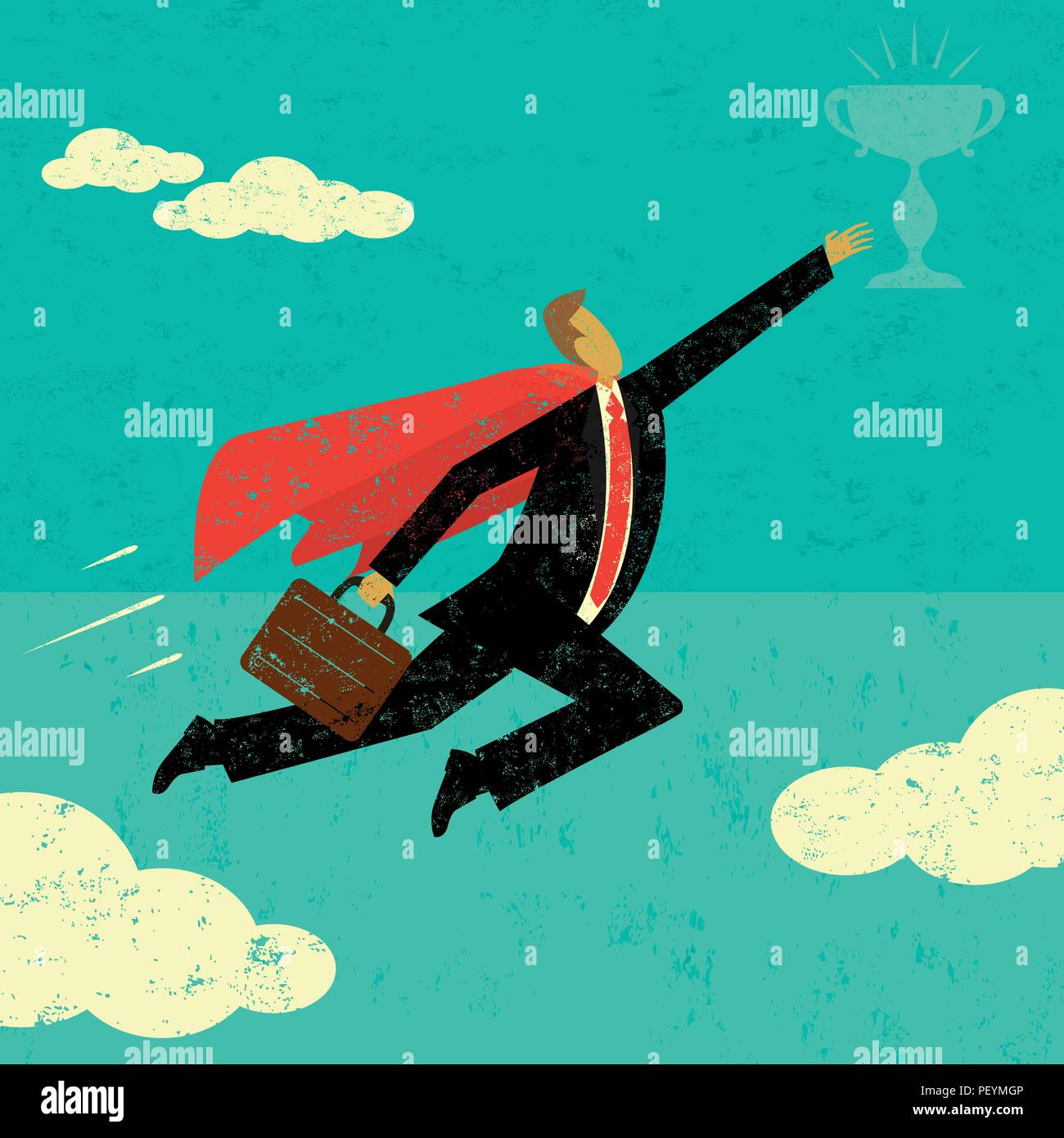 Super Businessman. A super businessman flying high to achieve his goal. Stock Vector