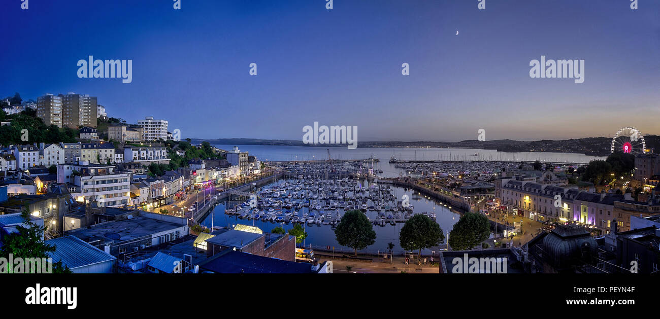 GB - DEVON: Panoramic view of Torquay Harbour by night  (HDR-image) Stock Photo
