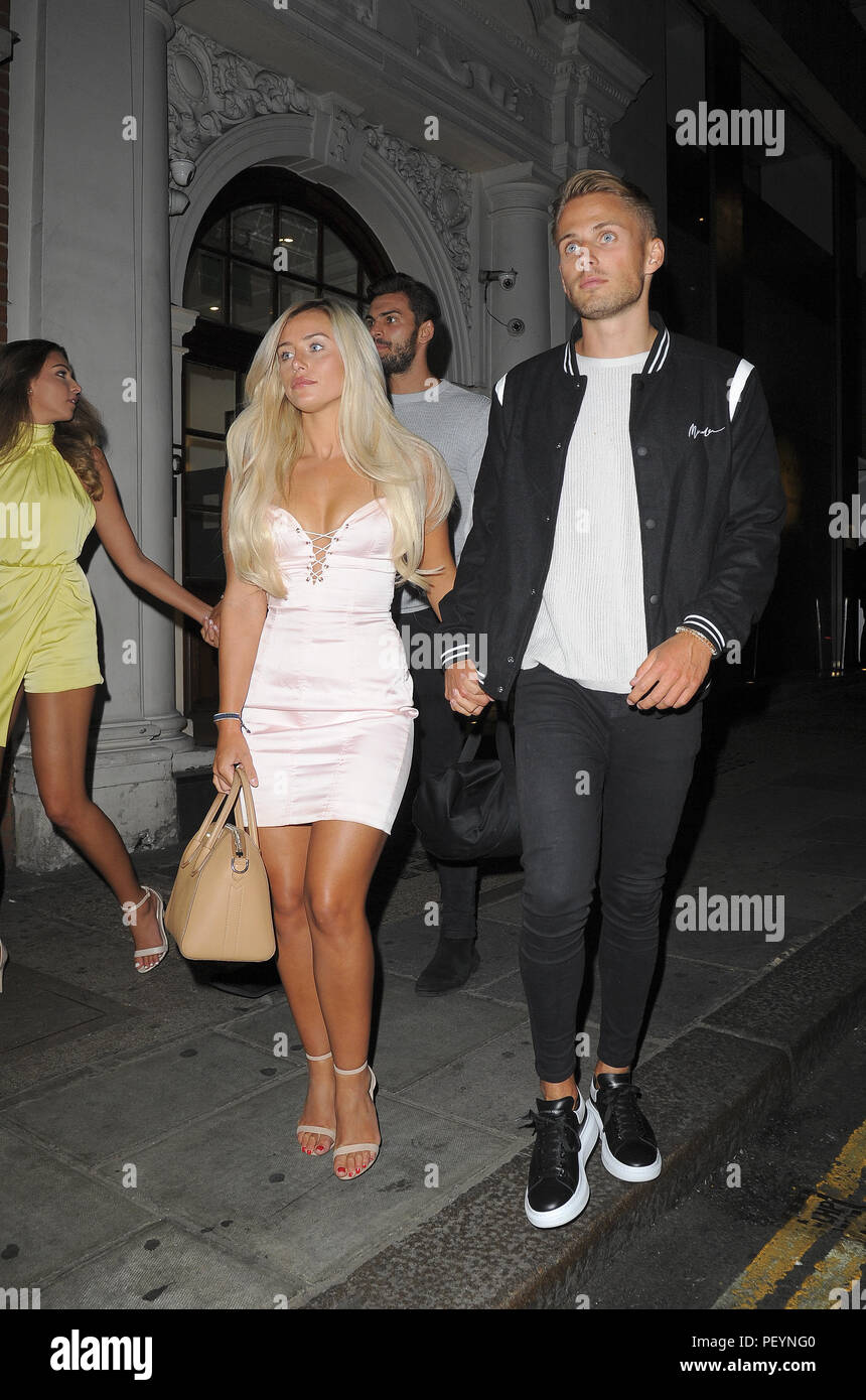 Love Island Contestants at Nobu Berkeley Mayfair Featuring: Ellie Brown,  Charlie Brake Where: London, United Kingdom When: 17 Jul 2018 Credit:  WENN.com Stock Photo - Alamy