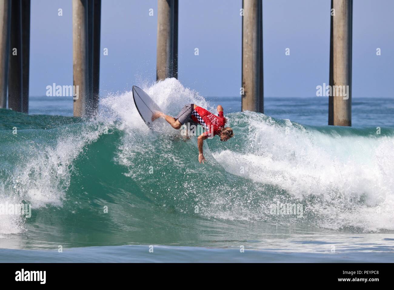 Nomme Mignot competing in the US Open of Surfing 2018 Stock Photo