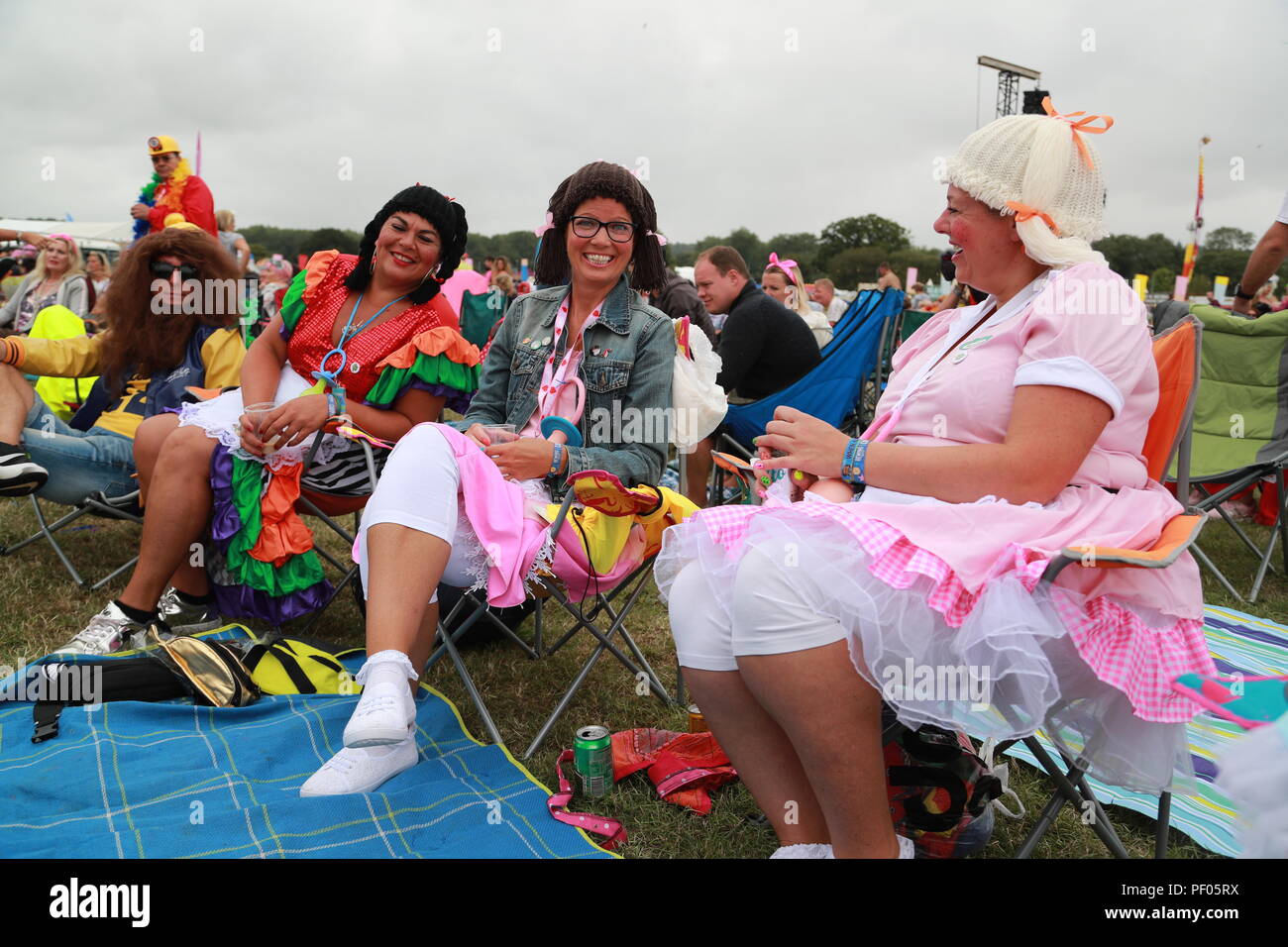 Henley-on-Thames, UK. 18th August 2018. The Rewind Festival South in  Henley-on-Thames on the first day attracted thousands of fans who dressed  up for the occasion. On stage were singers and groups from