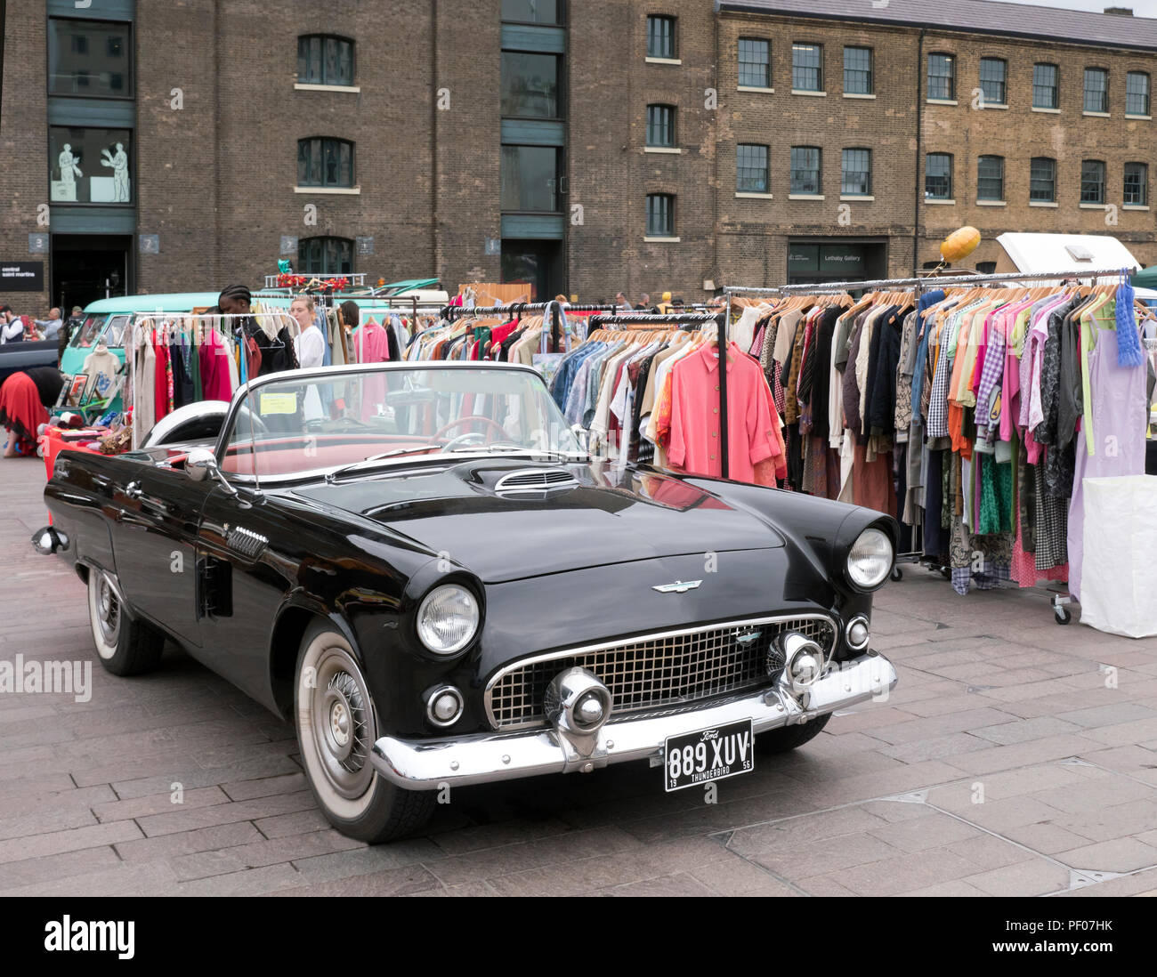 London, UK. 18th August 2018. Market Stall and Classic cars at ' Classic Car Boot Sale' at Granary Sq Kings Cross London UK 18/08/2018 Credit: Martyn Goddard/Alamy Live News Stock Photo
