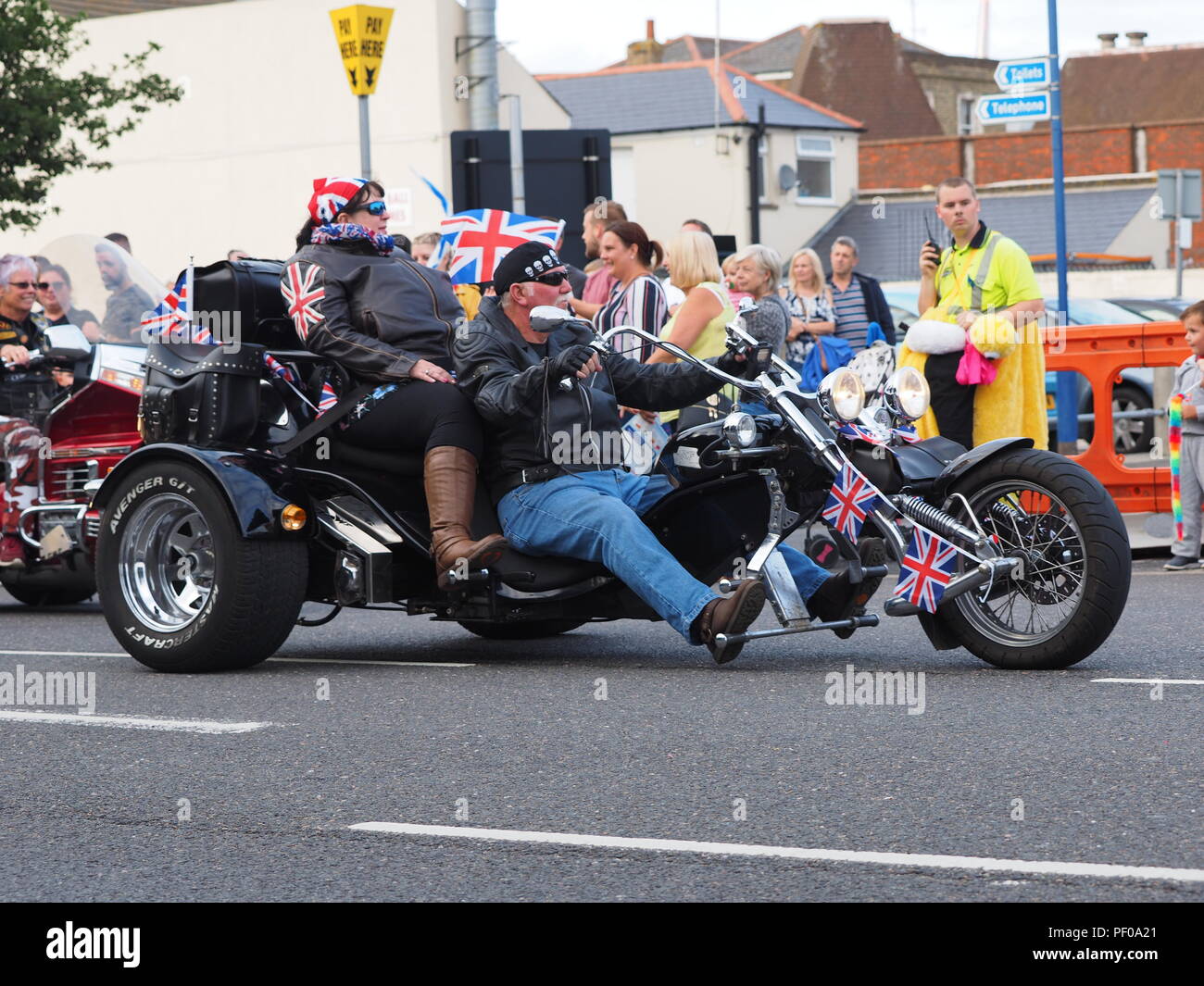 Sheerness, Kent, UK. 18th Aug, 2018. Sheerness Summer Carnival: hundreds of people lined the streets of Sheerness in Kent for the annual summer carnival with a wide variety of floats on display. Credit: James Bell/Alamy Live News Stock Photo