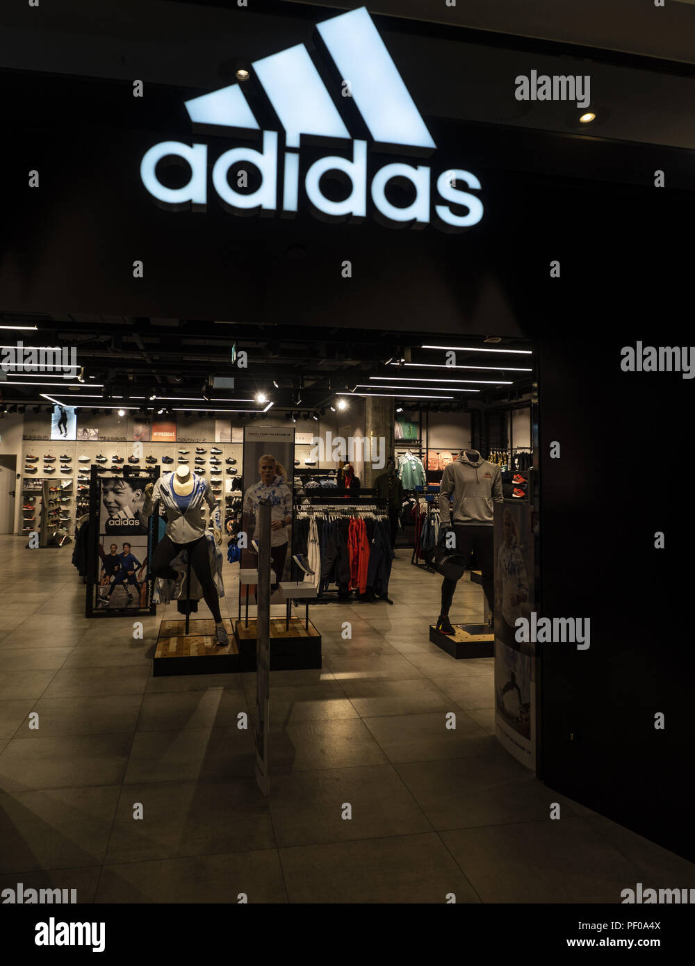 Krakow, Poland. 21st Mar, 2018. Adidas store at Galerea Krakowska.The city  of Krakow is located in southern Poland and it is the second largest city  in terms of population in Poland, in