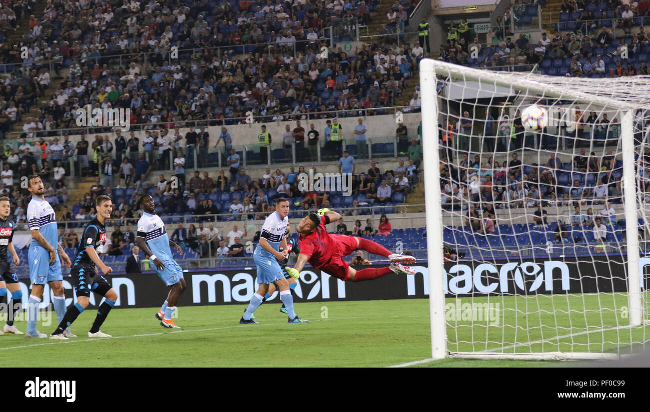Olympic Stadium Rome. 18th Aug, 2018. 08/18/2018.The Serie A championship match between SS Lazio 1 and SSC Napoli ends 2 Credit: Fabio Sasso/ZUMA Wire/Alamy Live News Stock Photo