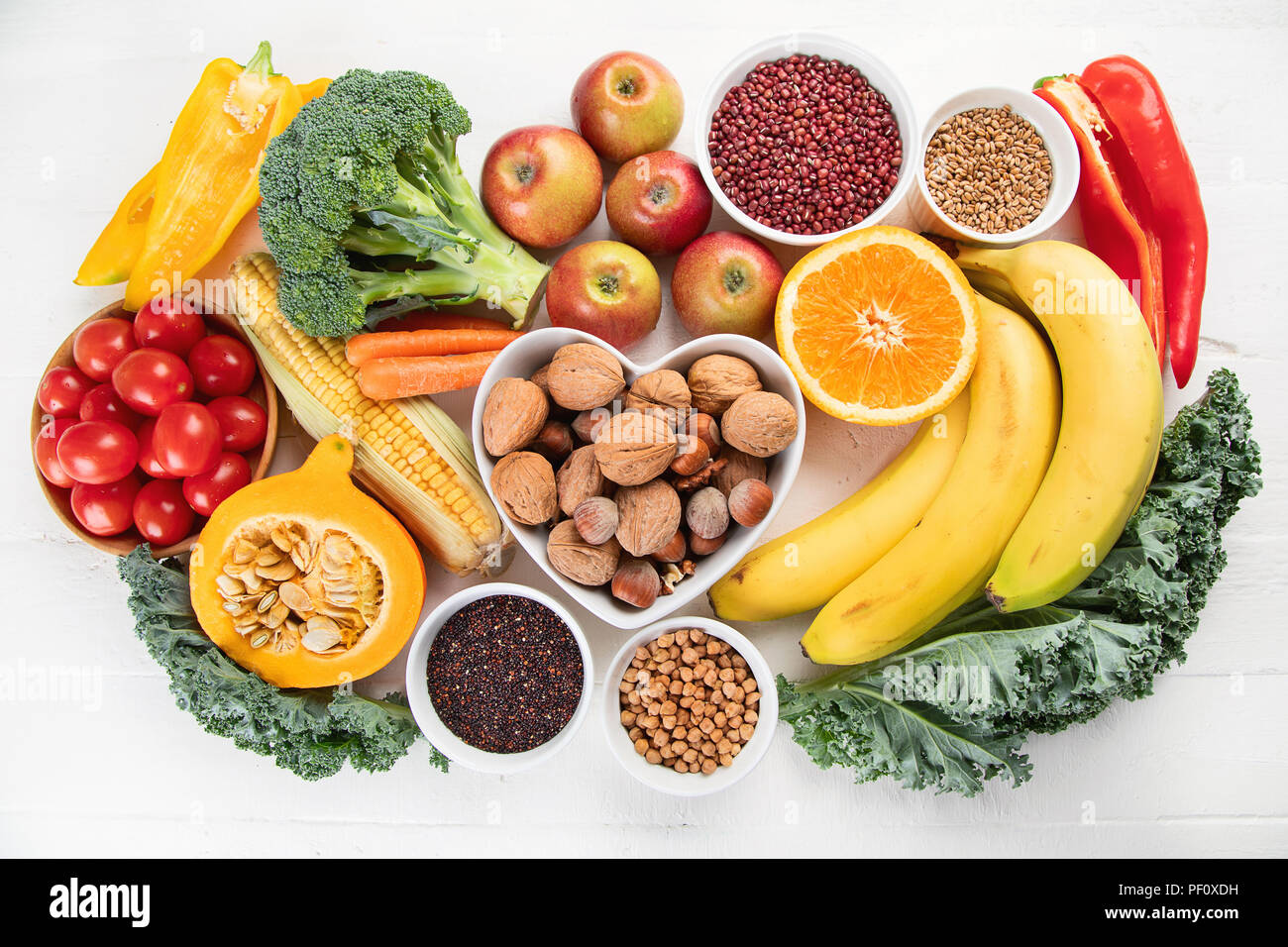 Highty Food High Fiber Foods. Healthy balanced dieting concept. Top view Stock ...