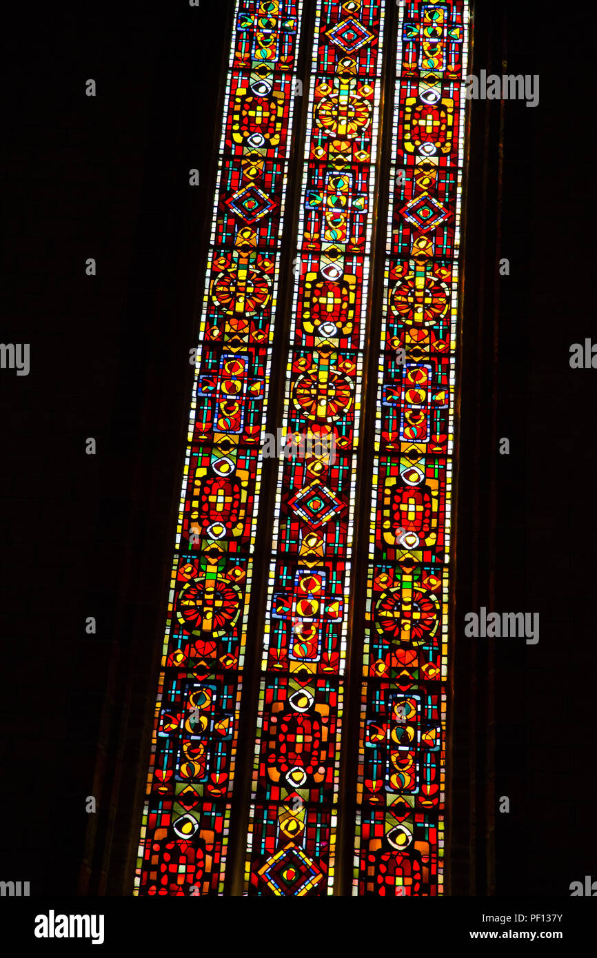 Stained glass window in Convent des Jacobins in Toulouse France Stock Photo