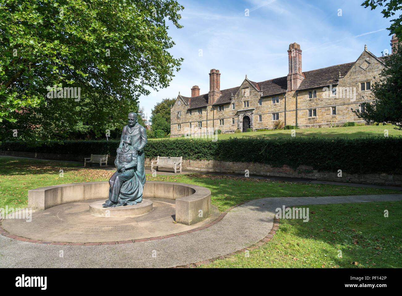 EAST GRINSTEAD, WEST SUSSEX/UK AUGUST 18 McIndoe Memorial in front