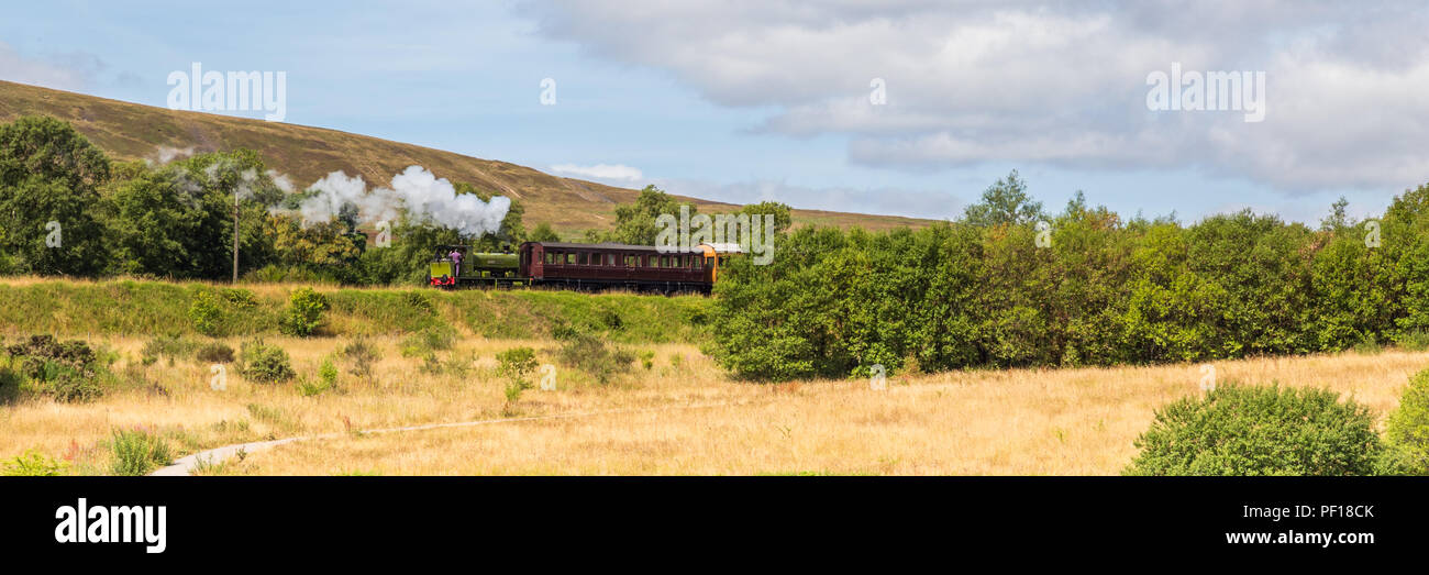 Landscape with steam train of the heritage railway in Blaenavon driving