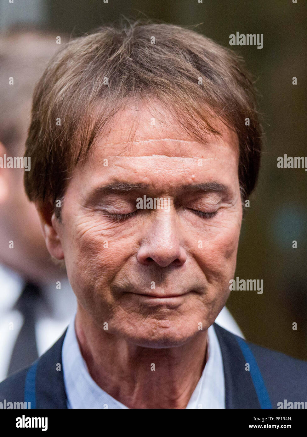 Sir Cliff Richard, former singer, leaves the High Court of Justice winning a ruling for damages from the BBC following coverage of a police raid on his home.  Featuring: Sir Cliff Richard Where: London, England, United Kingdom When: 18 Jul 2018 Credit: Wheatley/WENN Stock Photo