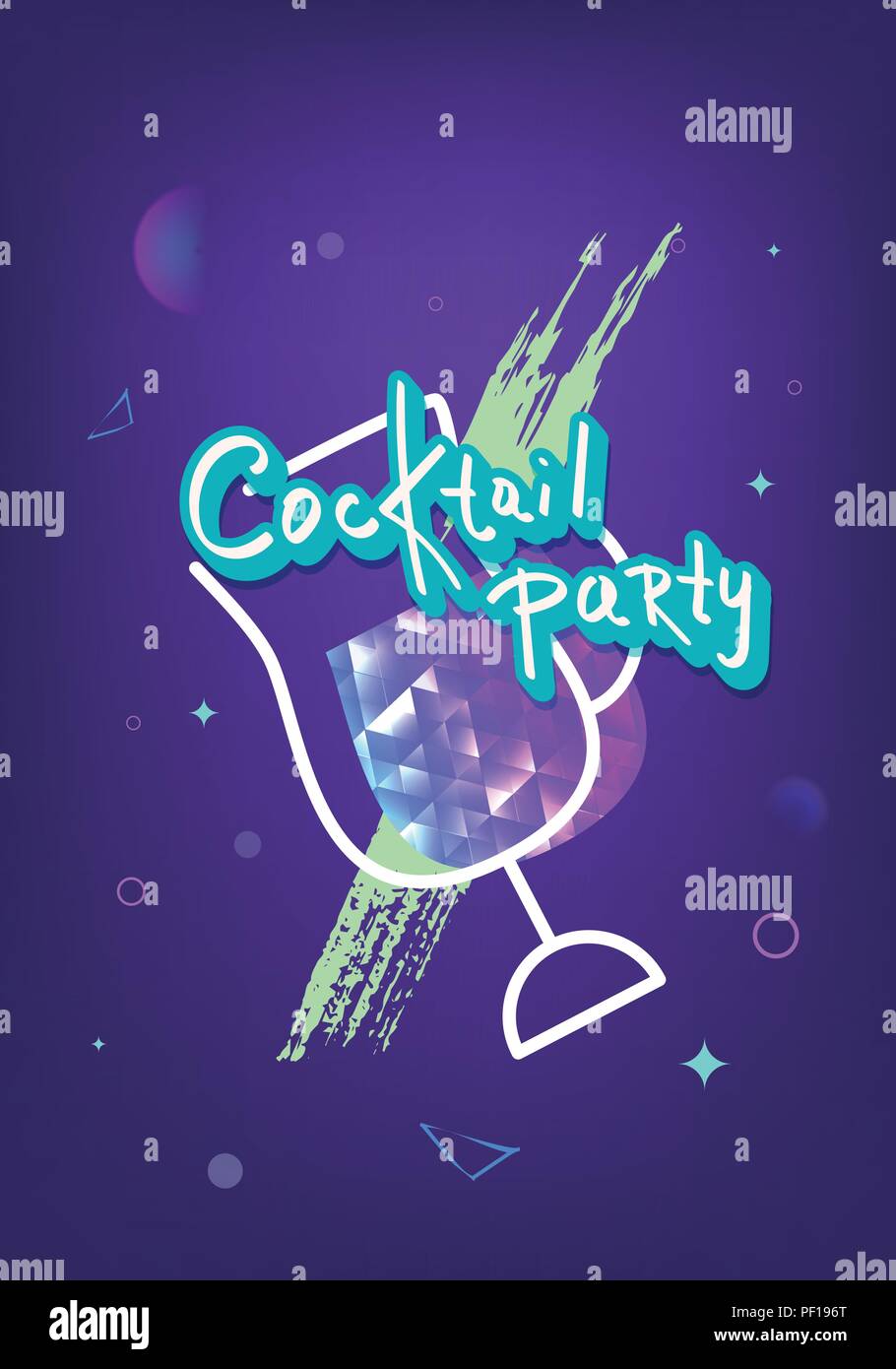 Cocktail party banner template. Holiday banner with shine decoration