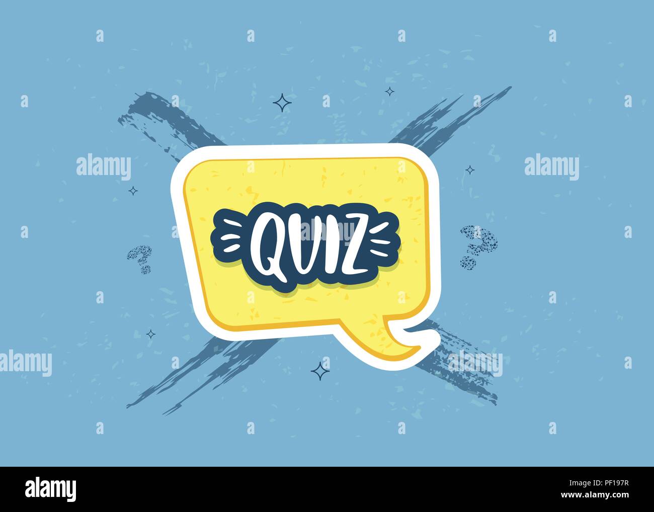 Quiz Sticker Handwritten Lettering With Speech Bubble And Brush Line Decoration Template For Social Media Network Vector Illustration Stock Vector Image Art Alamy