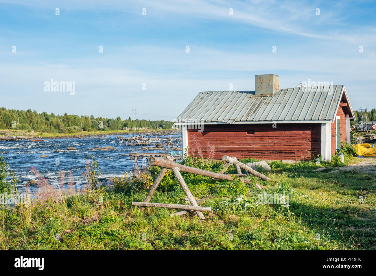 Fishermans Cottages On The Swedish Side Of Torne River Kukkola