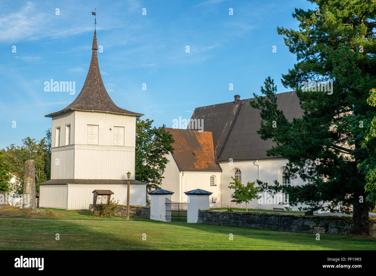 Lövånger church in northern Swedne was complted around 1500. Its is surrounde by a famous church town. Stock Photo