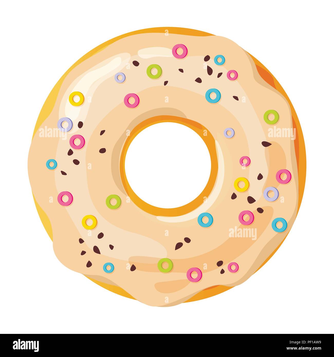 Colorful donut on white background, flat vector illustration Stock ...
