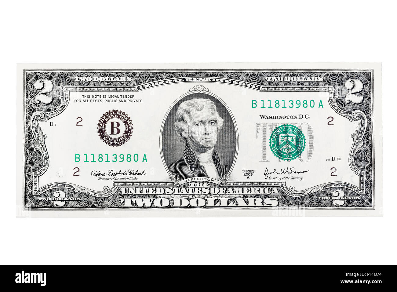 U S Two Dollar Bill On A White Background High Resolution Photo Stock Us Two Dollar Bill On A White Background High Resolution Photo PF1B74