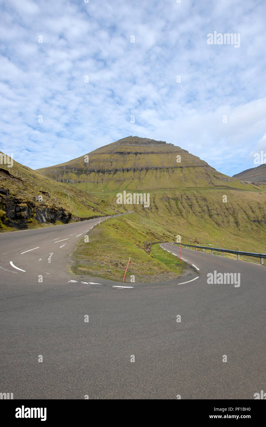 Remote road of the Faroe Islands in the north Atlantic,Denmark, Europe Stock Photo