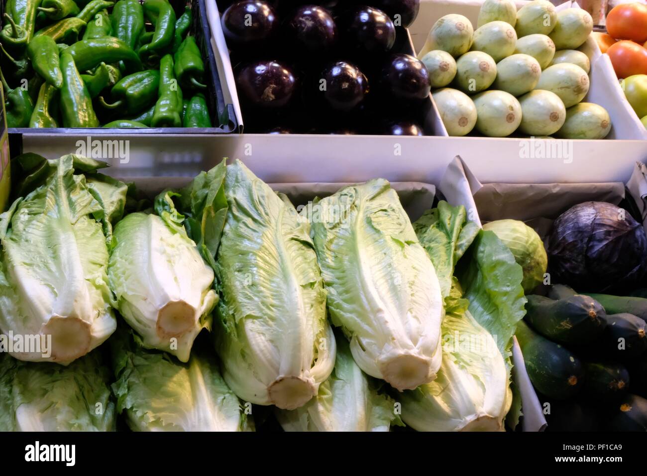 Vegetables on a market shelf Stock Photo